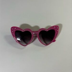 Pink Heart-Shaped Sunglasses with Rhinestones